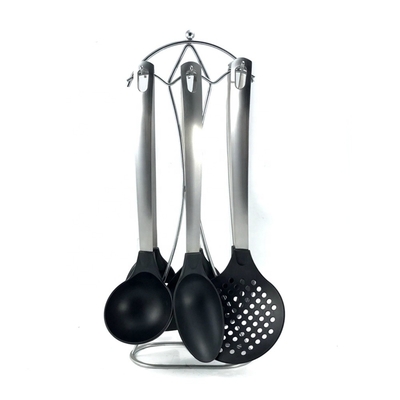 utensilios de cocina de nylon 7PCS no adhesivo con mango de acero inoxidable