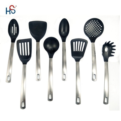 utensilios de cocina de nylon 7PCS no adhesivo con mango de acero inoxidable