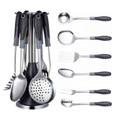Conjunto de utensilios de cocina de acero inoxidable personalizados con Turner y cuchara de cuchara