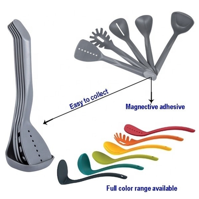 Cocina sin pegamento Hecho con estilo 5 piezas Compacto utensilio de anidación Conjunto en colores vibrantes