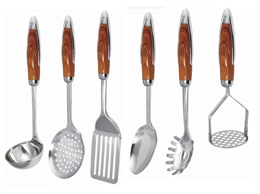 Herramientas de cocina de acero inoxidable de 7 piezas sostenibles y personalizables para cocina moderna