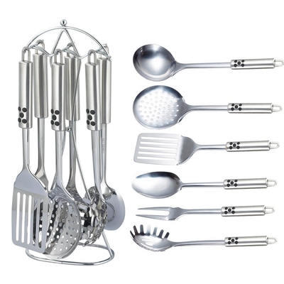 7 piezas de utensilios sostenibles de acero inoxidable de metal de silicona Kitchen herramienta y utensilios de juego