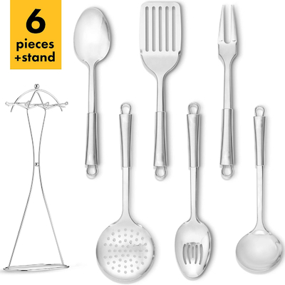 Conjunto de utensilios de cocina de acero inoxidable de 7 piezas sostenibles para especificaciones ODM u OEM