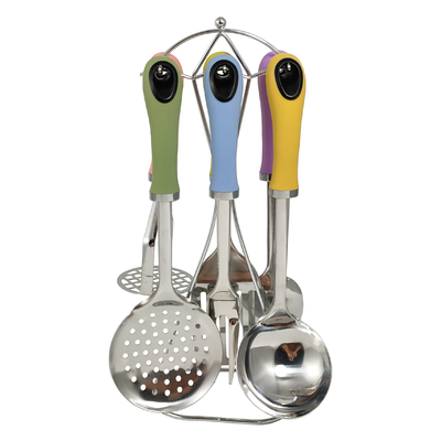 Accesorios de cocina sostenibles 2024 Materiales TPR Conjunto de utensilios con acero inoxidable