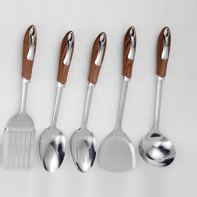 Set de cocina de acero inoxidable con cuchara Turner con ranura para utensilios de cocina
