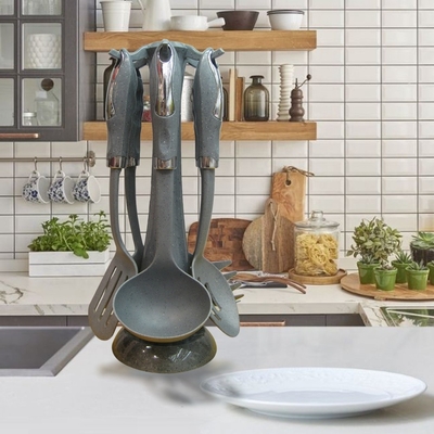 Set de cocina de acero inoxidable con cuchara Turner con ranura para utensilios de cocina