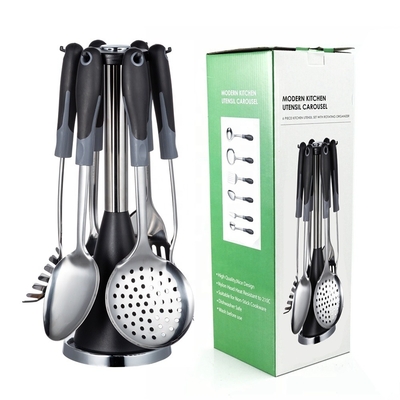 Diseños de cocina compactos Conjunto de utensilios de acero inoxidable con utensilios metálicos incluidos