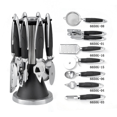 Inicio Cocina ABS mango de acero inoxidable 430 Set de utensilios de madera Kitchen Ware Gadget Set