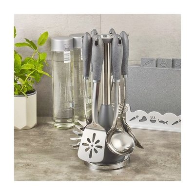 Conjunto de utensilios de acero inoxidable de tipo metálico para artículos de cocina de cocina retro sostenibles