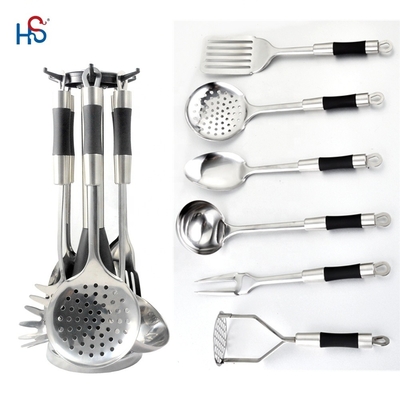 Conjuntos de utensilios de acero inoxidable para la sopa de cocina cuchara Skimmer Turner espátula cuchara de arroz