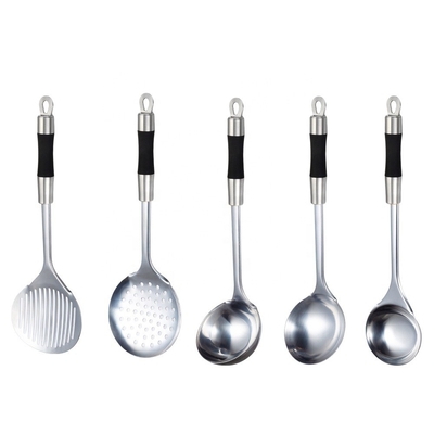 Conjuntos de utensilios de acero inoxidable para la sopa de cocina cuchara Skimmer Turner espátula cuchara de arroz