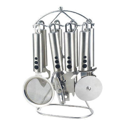Conjuntos de utensilios de cocina con logotipo de impresión de seda 201/410 Herramientas de cocina de acero inoxidable