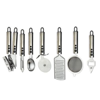 Conjuntos de utensilios de cocina con logotipo de impresión de seda 201/410 Herramientas de cocina de acero inoxidable