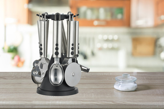 Conjuntos de utensilios de cocina con logotipo de impresión de seda 201/410 Herramientas de cocina de acero inoxidable