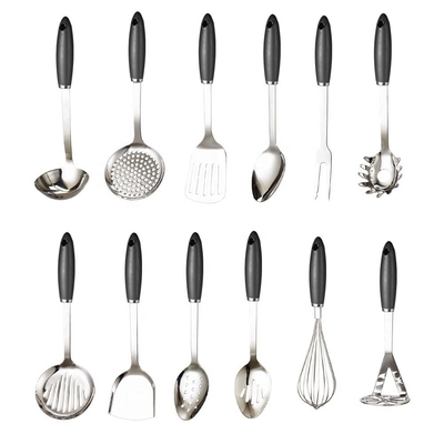 TPR manija de plástico 7 piezas de acero inoxidable utensilios de cocina para todos los utensilios de cocina