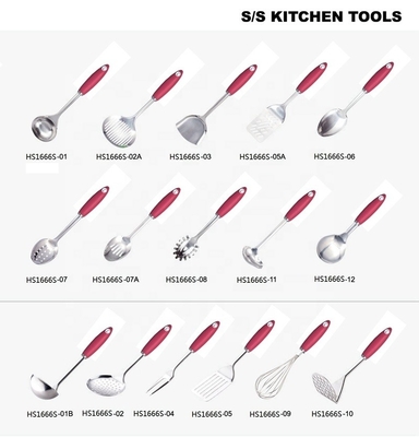 TPR manija de plástico 7 piezas de acero inoxidable utensilios de cocina para todos los utensilios de cocina