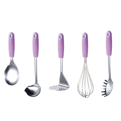LOGO personalizado Colorido conjunto de utensilios de cocina de acero inoxidable para estilo de diseño minimalista