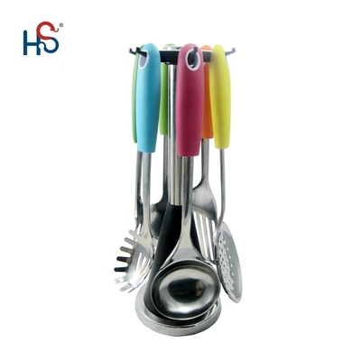 LOGO personalizado Colorido conjunto de utensilios de cocina de acero inoxidable para estilo de diseño minimalista