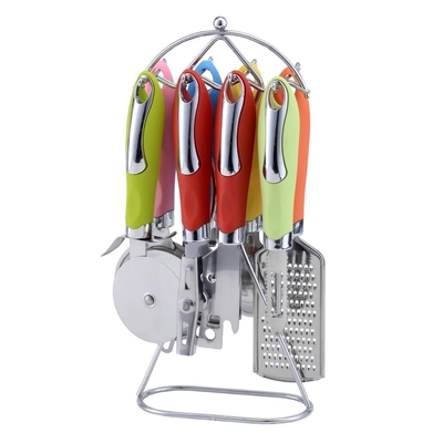 Utiliarios de cocina de acero inoxidable de grado alimenticio con dispositivos de arco iris y herramientas de pizza