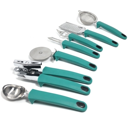 Inicio Cocina TPR mango utensilios de acero inoxidable Conjunto con soporte y otras herramientas de cocina