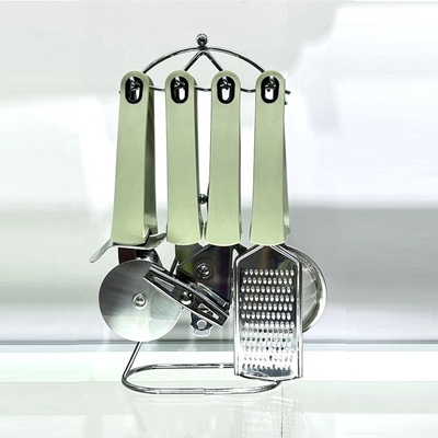 Inicio Cocina TPR mango utensilios de acero inoxidable Conjunto con soporte y otras herramientas de cocina