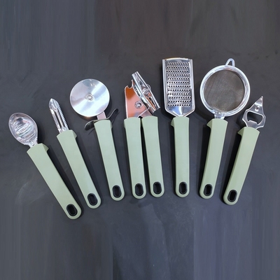 Inicio Cocina TPR mango utensilios de acero inoxidable Conjunto con soporte y otras herramientas de cocina