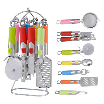 utensilios de cocina conjuntos de herramientas de cualquier color con plástico de acero inoxidable
