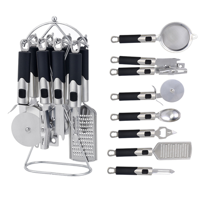 utensilios de cocina conjuntos de herramientas de cualquier color con plástico de acero inoxidable
