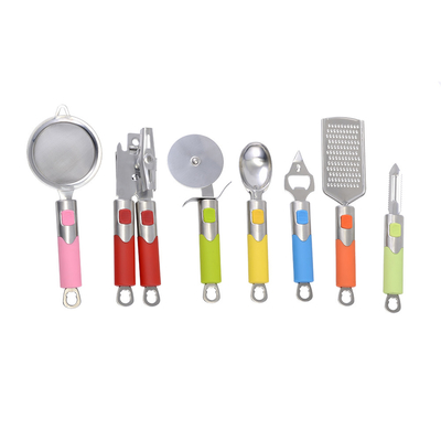 utensilios de cocina conjuntos de herramientas de cualquier color con plástico de acero inoxidable