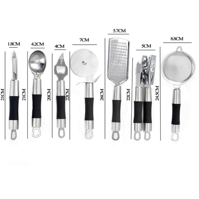 Logotipo de impresión de seda 7 piezas Herramientas de cocina Gadgets para cocinar conveniente y con estilo