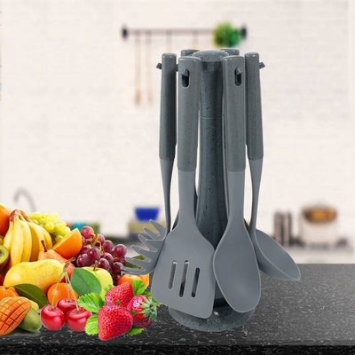 ODM o OEM acepta utensilios de cocina de 6 piezas con soporte giratorio y mango ABS de nylon