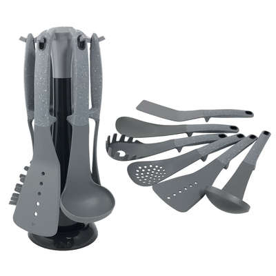 Accesorios de cocina con soporte giratorio y mango de nylon ABS utensilios de cocina no adhesivos