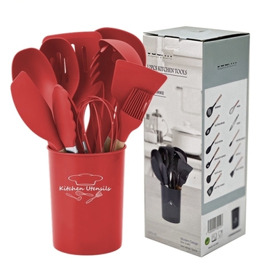 12PCS utensilios de cocina de silicona no adhesivo con soporte de plástico