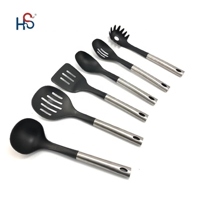 Set de utensilios de cocina de acero inoxidable de 7 piezas utensilios de cocina de nylon y logotipo personalizado