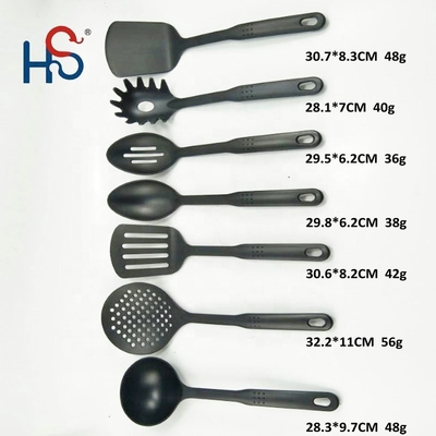 6 piezas de herramientas de cocina de nylon para la producción de cucharas de ensalada y herramientas de mesa de cocina verde
