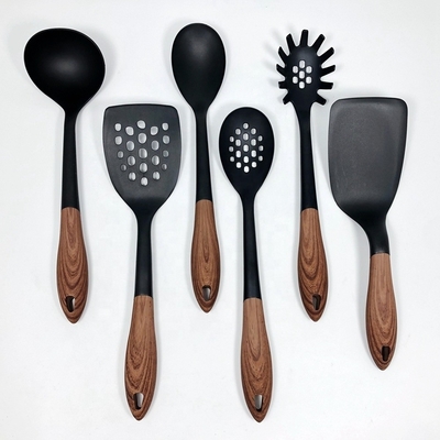 Conjunto de utensilios de cocina antiadherentes de 6 con espátulas resistentes al calor/cuchillos/torner con ranuras