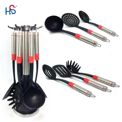 Logotipo Impreso Herramientas de cocina Conjunto de 7 piezas utensilios resistentes al calor para cocinar versátil