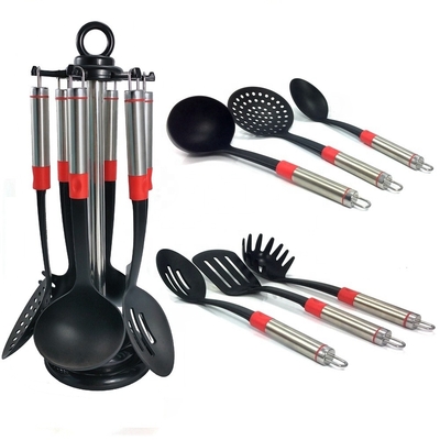 Logotipo Impreso Herramientas de cocina Conjunto de 7 piezas utensilios resistentes al calor para cocinar versátil