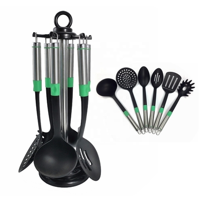 Logotipo Impreso Herramientas de cocina Conjunto de 7 piezas utensilios resistentes al calor para cocinar versátil