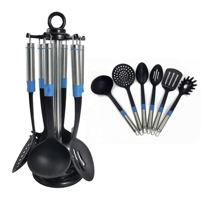 Logotipo Impreso Herramientas de cocina Conjunto de 7 piezas utensilios resistentes al calor para cocinar versátil