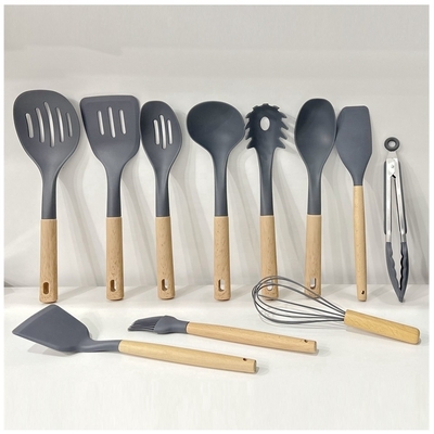 Conjunto de utensilios de silicona con soporte para utensilios resistente al calor hasta 240 ° C recubrimiento antiadherente