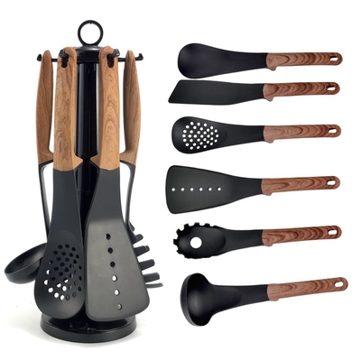 Accesorios de cocina utensilios de cocina no tóxicos personalizados con herramientas de mango ABS negras