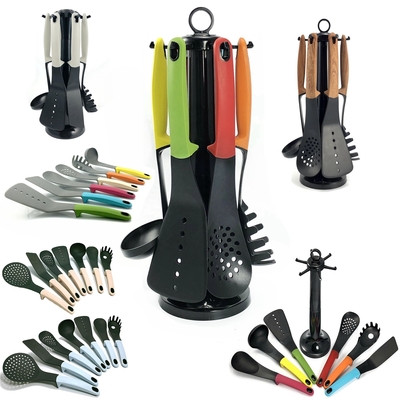 Conjunto de utensilios de cocina de nylon de anidación compacta Conjunto de utensilios de cocina ecológicos