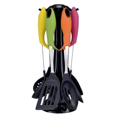Dispositivos de cocina de soporte giratorio sostenible utensilios de cocina de nylon conjunto con rendimiento