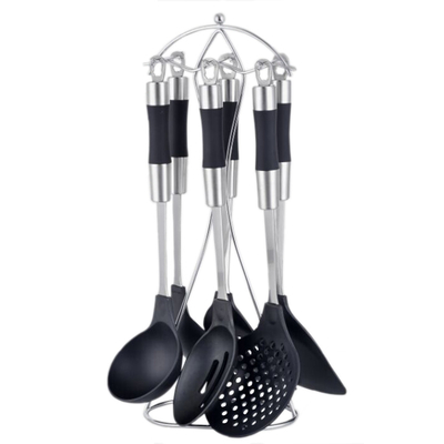 Cuchara de plástico Spatula tenedor cuchara Tong Turner utensilios de cocina Conjunto con logotipo personalizado